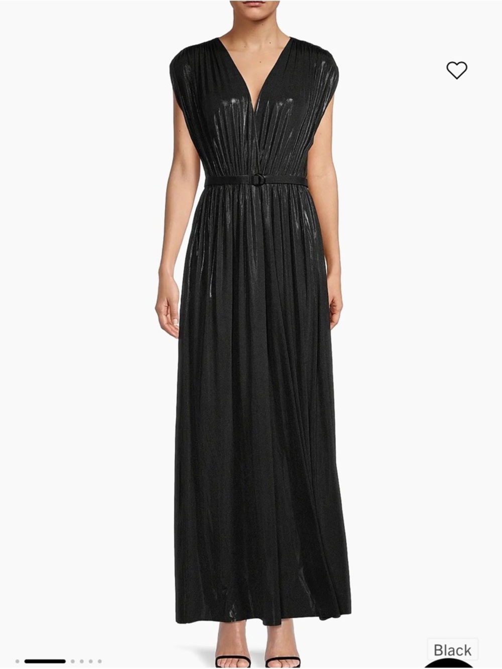 Norma Kamali Black Sleeveless V-Neck Maxi Dress with Waist Belt - Picture 2 of 5